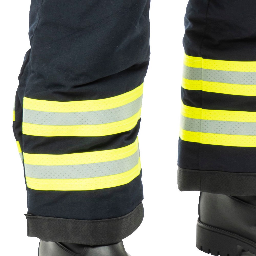 FEUER1 Pantalon Bleu Marine Sapeurs-Pompiers Jaune 